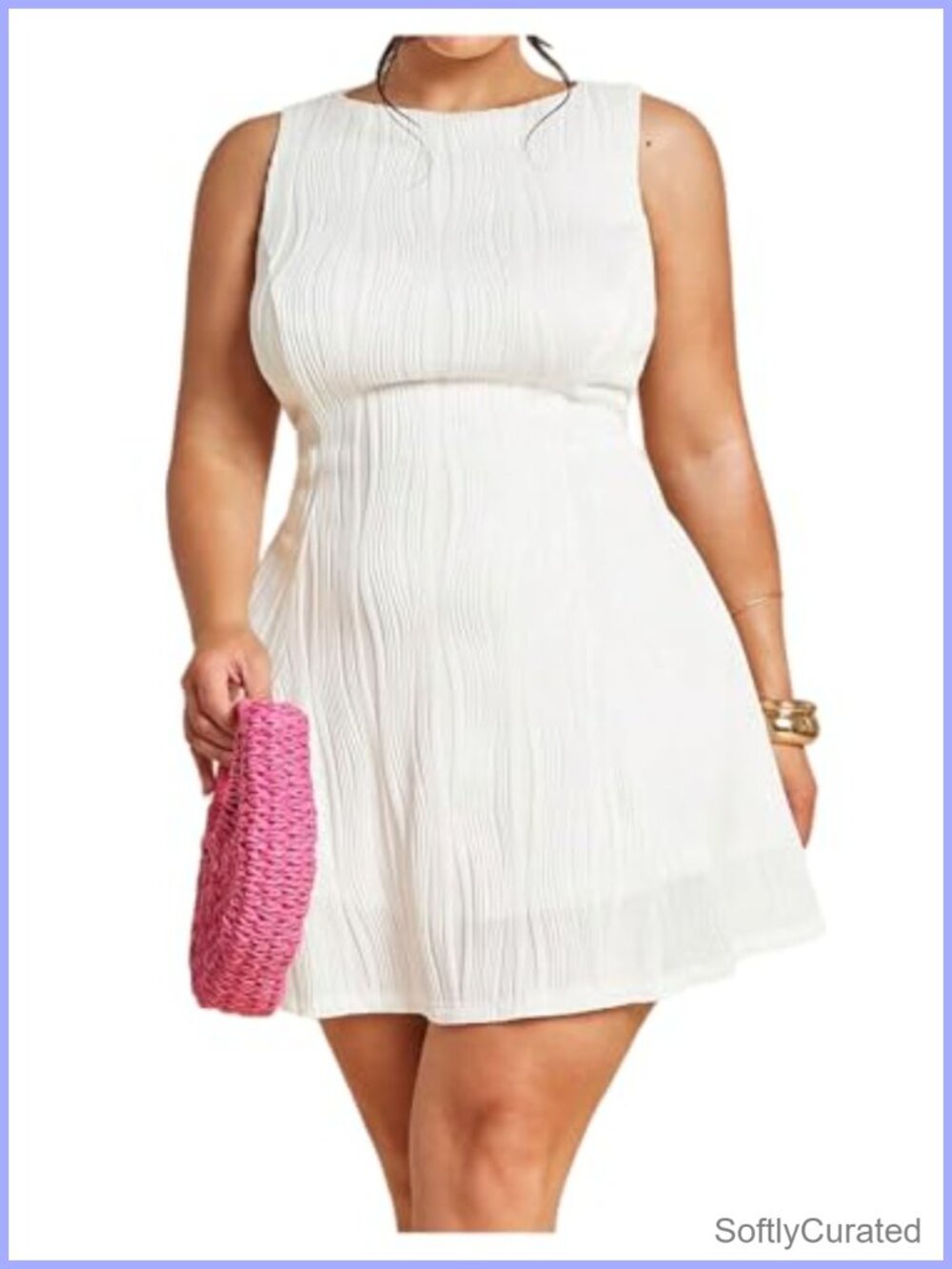Women's Plus Size Sleeveless Mini Cocktail Wedding Guest Dress